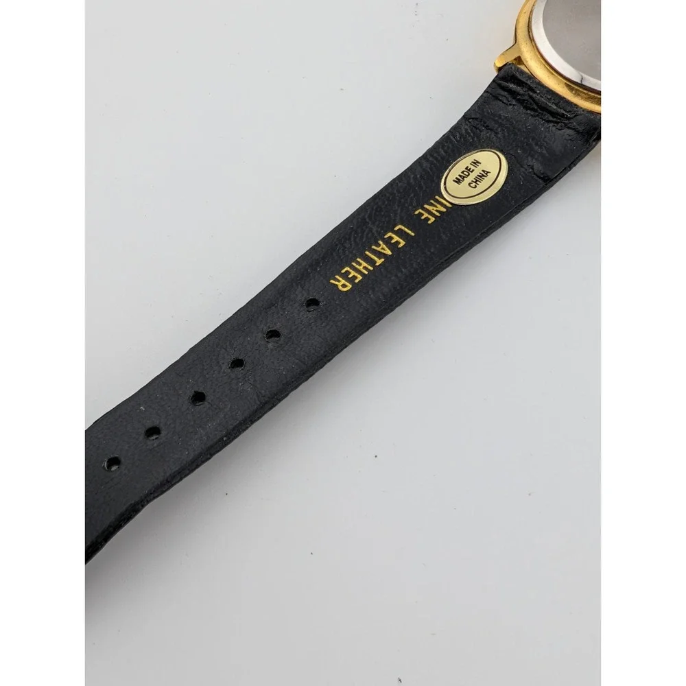 TIME Magazine Watch Men 33mm Gold Case Leather Band-‎ New Battery